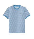 Men's LACOSTE monogram jacquard T-shirt TH1197T Beige cotton short sleeve crocodile