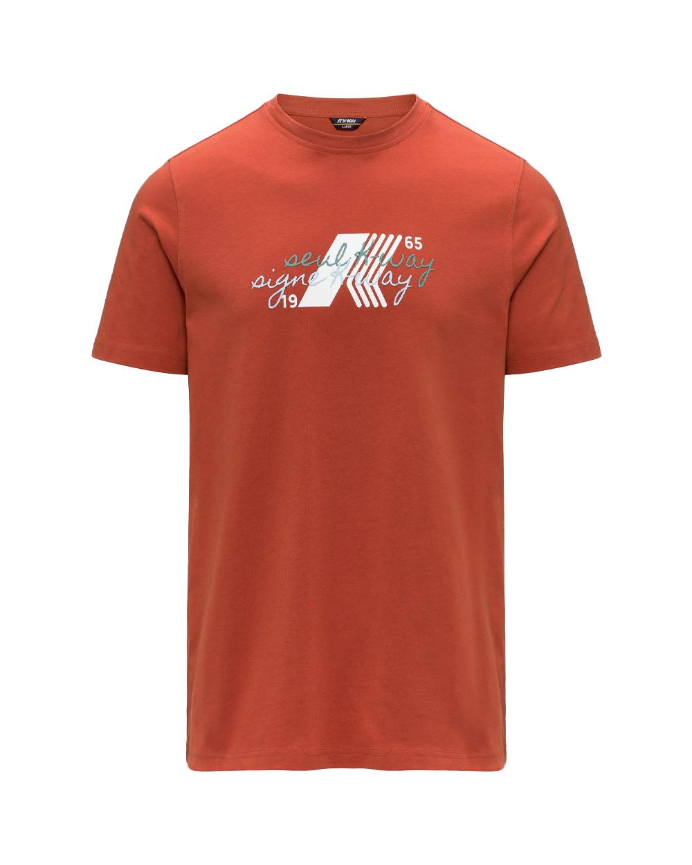 K-WAY T-shirt K-WAY uomo K71353W ODOM JERSEY SEUL KWAY Arancio girocollo slim cotone K71353W 896 