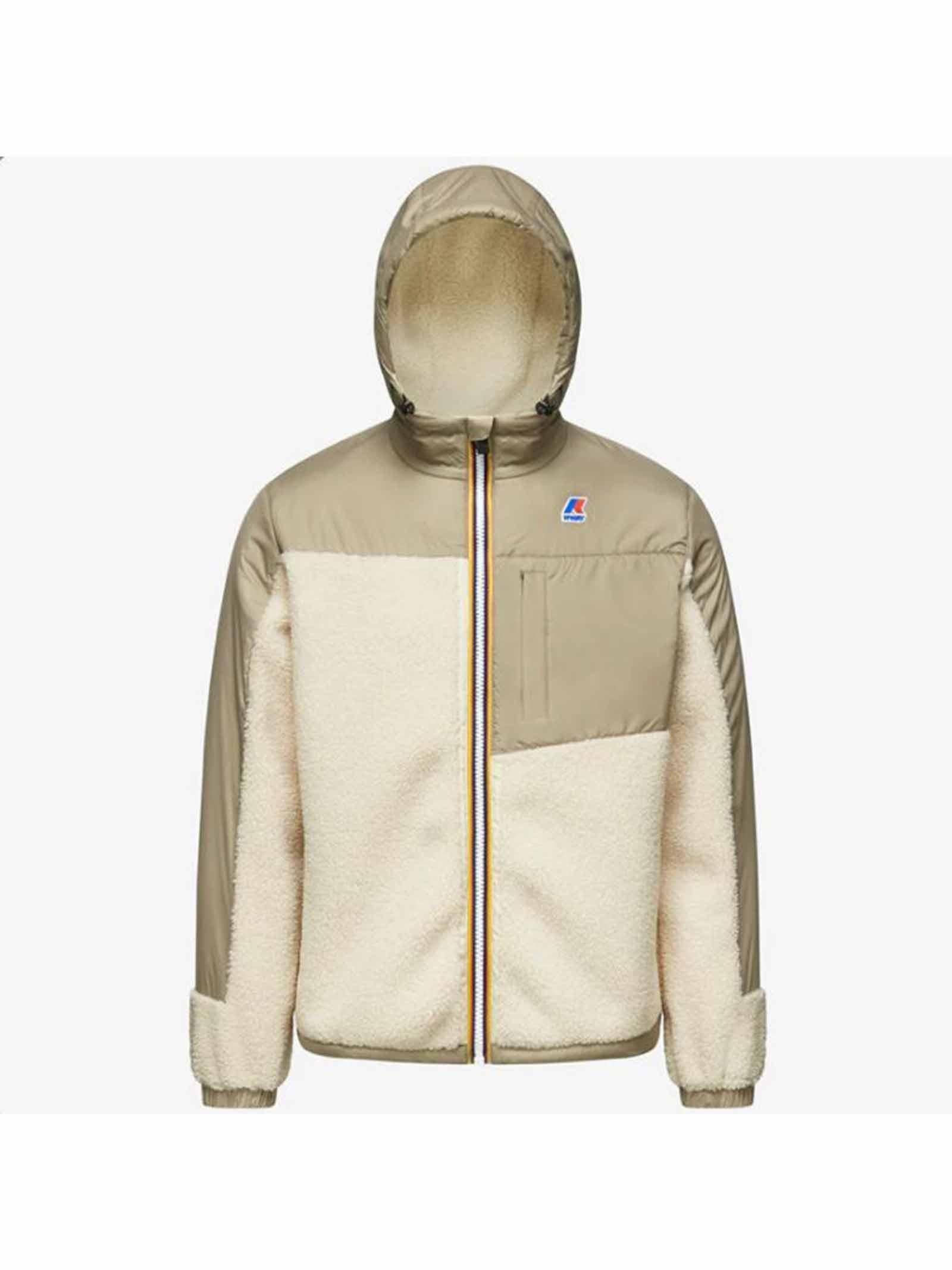 K-WAY Felpa K-WAY uomo NEIGE ORSETTO K21211W Beige tessuto sherpa nylon cappuccio K21211W A02 