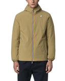 K-WAY men's jacket JACK ST WARM REVERSIBLE K6128VW Green/Beige reversible design hood zip closure multiple pockets slim fit