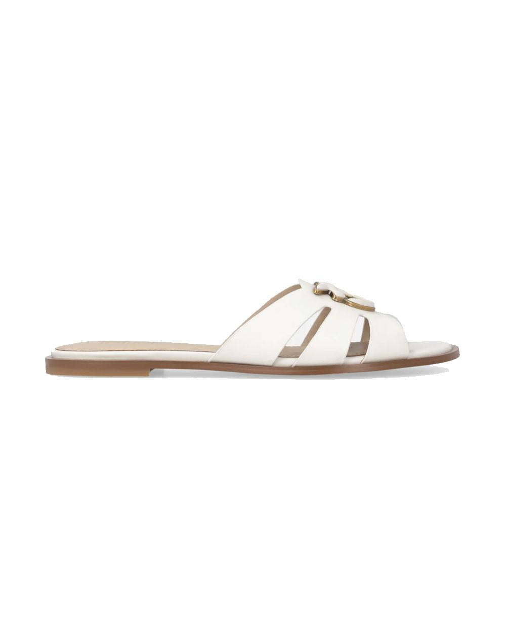 PINKO Ciabatte Pinko donna SD0463P001 Milly latte pelle logo Love Birds <BR/><BR/> SD0463P001 Z12 