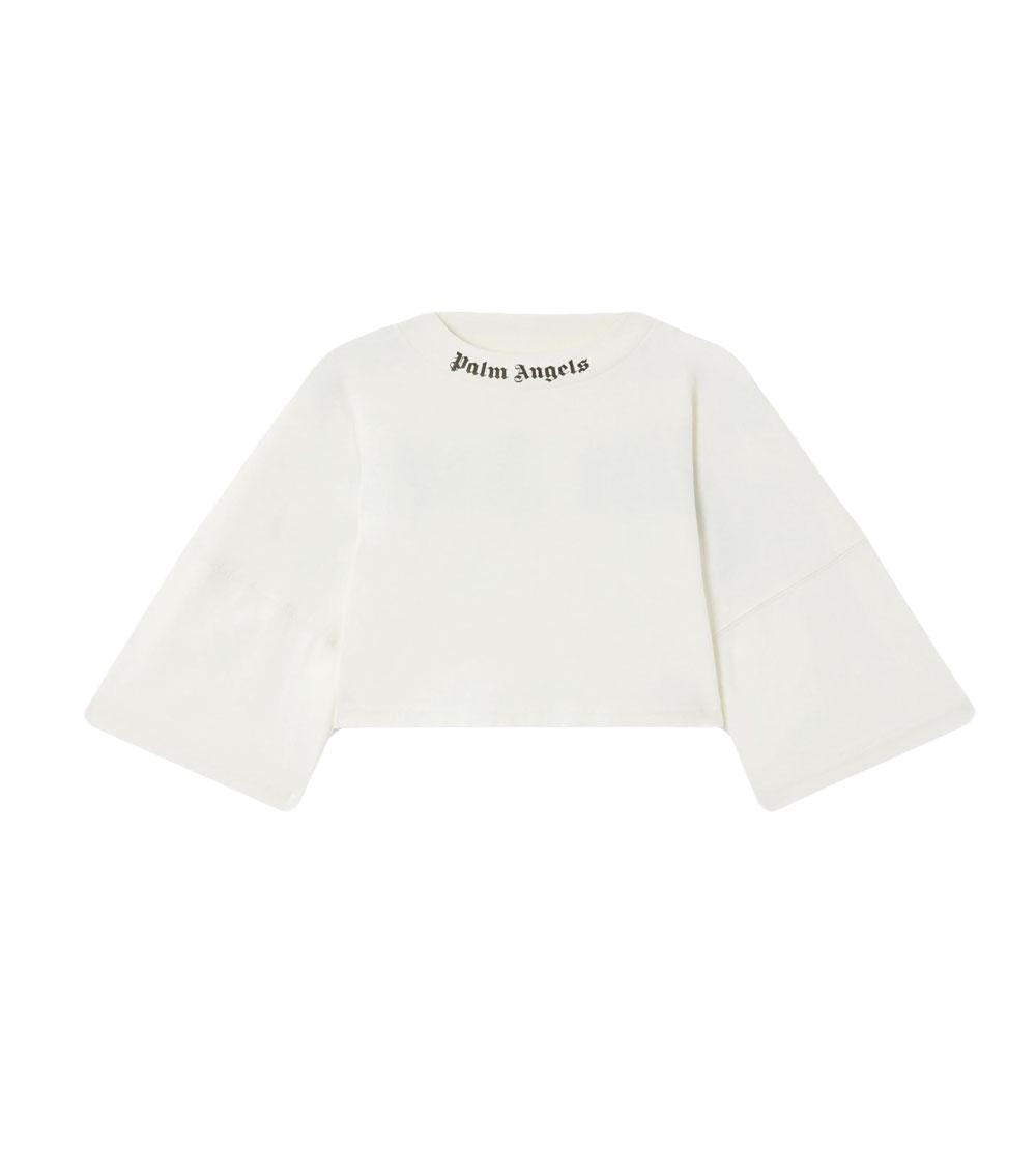PALM ANGELS T-shirt Palm Angels donna PWAA054S26JER002 bianca crop logo<BR/> PWAA054S26JER002 0310 