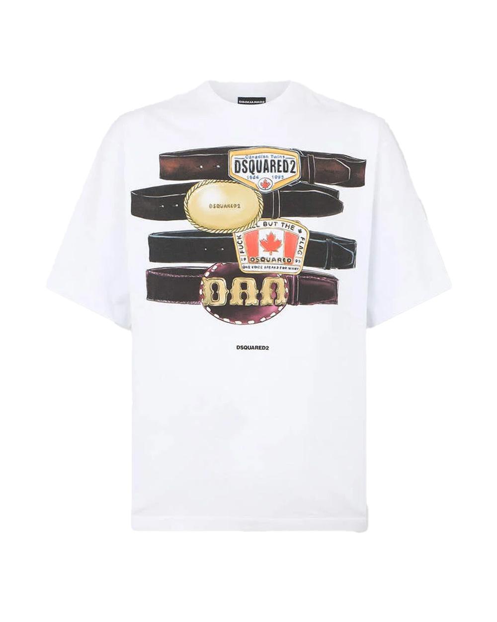 DSQUARED2 T-shirt DSQUARED2 uomo  Iconique Loose Fit S78GD0113D20033 Bianca cotone loose girocollo stampa S78GD0113D20033 100 