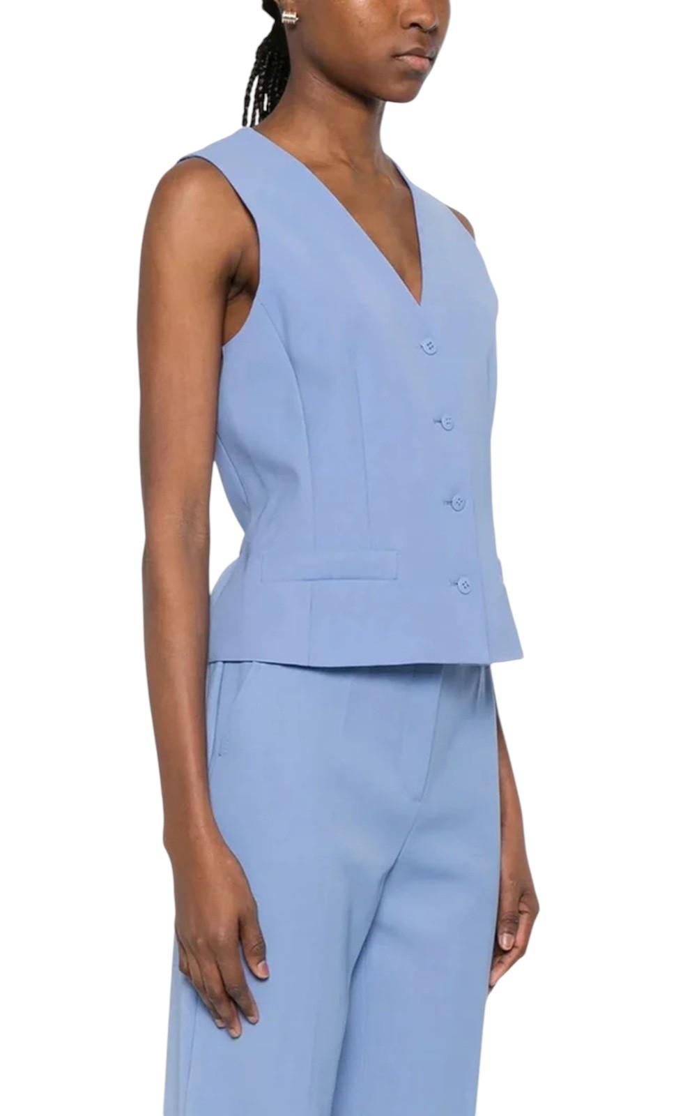 STUDIO Gilet Studio donna 2616151011600 011 Madia in crêpe di lana Azzurro<BR/> 2616151011600 011 
