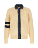 Maglia DSQUARED2 uomo S74HA1591D13185 Beige casual cotone collo classico polsi a costine