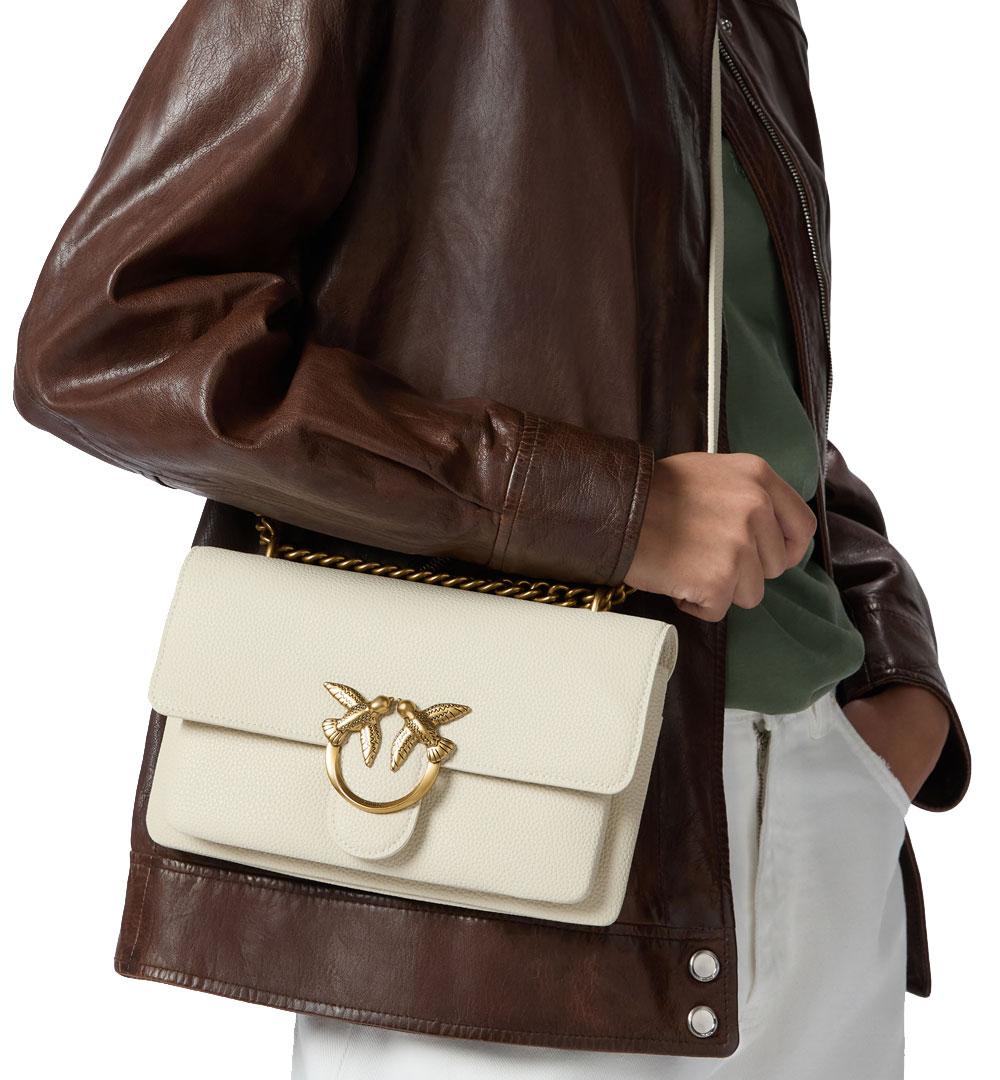 PINKO Borsa Pinko Love One soft mini bianca oro tracolla piccola love birds 104528 A29Q Z14Q 