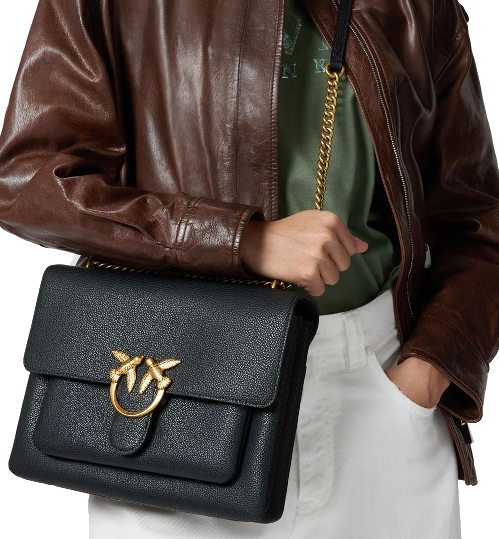 PINKO Borsa Pinko Love one soft big nera oro tracolla 104527 A29Q Z99Q 
