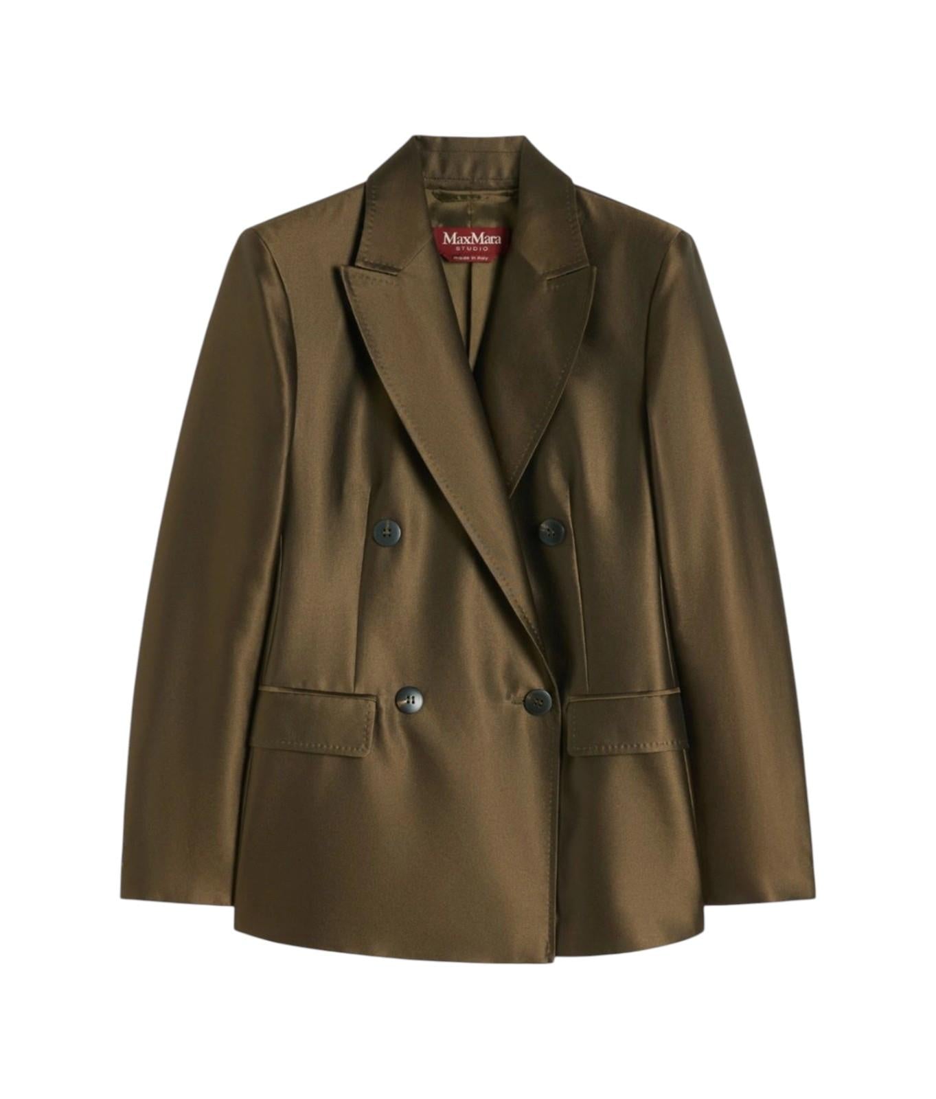 STUDIO Blazer Studio donna 2616041081600 003 Peccati doppiopetto in shantung Verde kaki<BR/> 2616041081600 003 