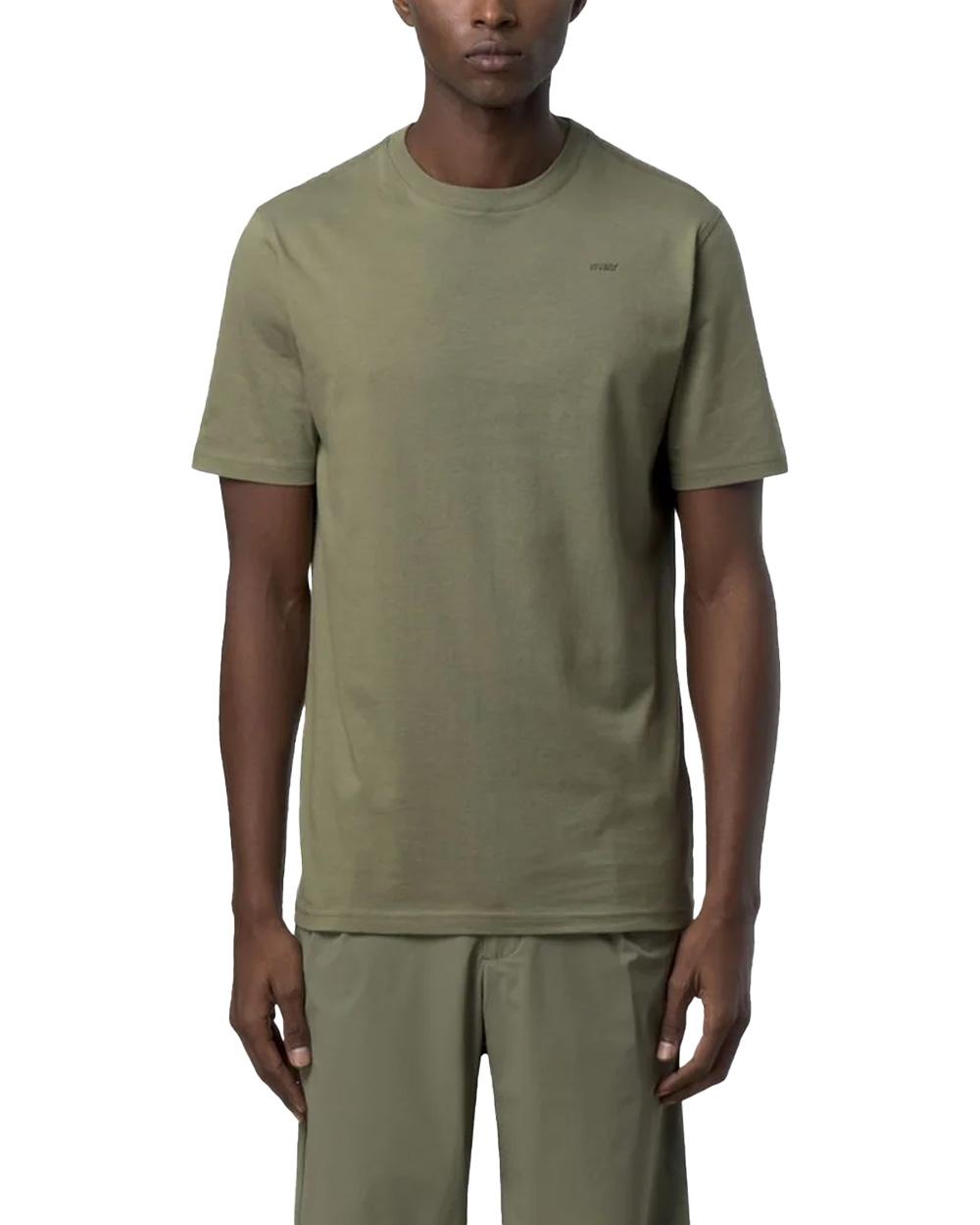 K-WAY T-shirt K-WAY uomo K81489W ODOM JERSEY MICRO LETTERING SLIM Verde jersey otone girocollo costine K81489W V15 