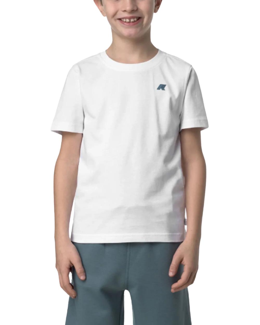 K-WAY T-shirt K-WAY bambino K21457WR P. Odom Jersey Bianca jersey cotone girocollo costine logo K21457WR 001 