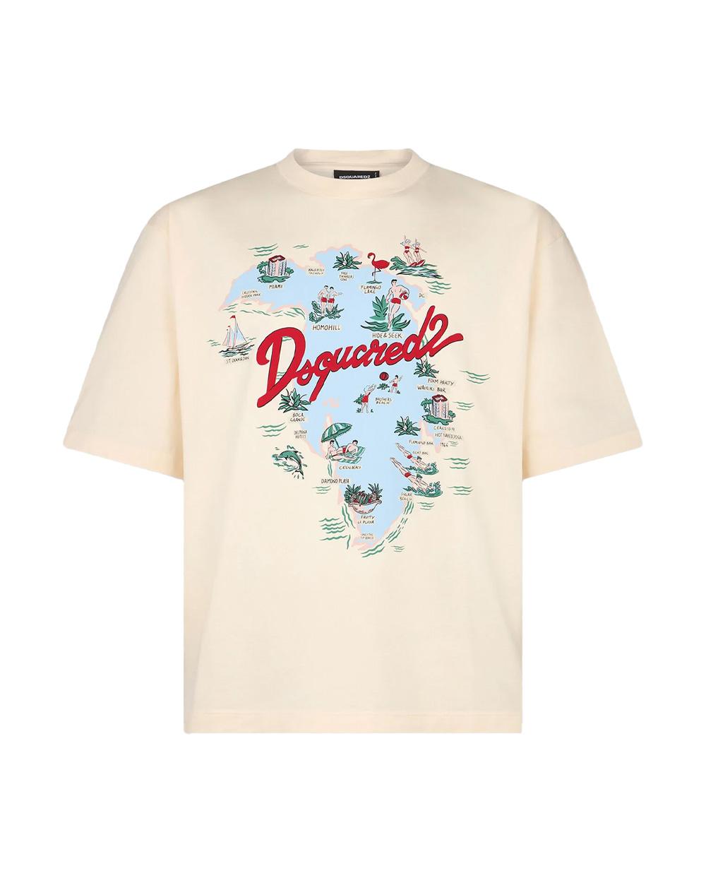 DSQUARED2 T-shirt DSQUARED2 uomo Aloha Souvenir Loose Fit S71GD1643D20020 Bianco cotone loose girocollo stampa sul retro S71GD1643D20020 103 