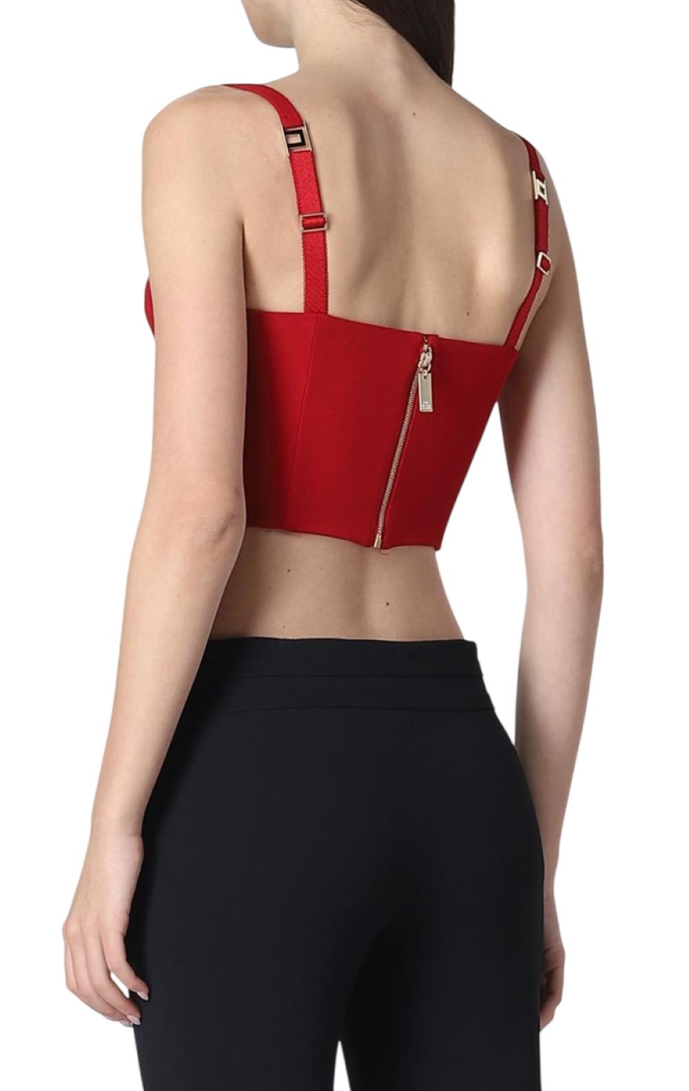 ELISABETTA FRANCHI Top Elisabetta Franchi donna TO04561E2045 The Femme Paradox Lacca Rosso<BR/> TO04561E2 045 