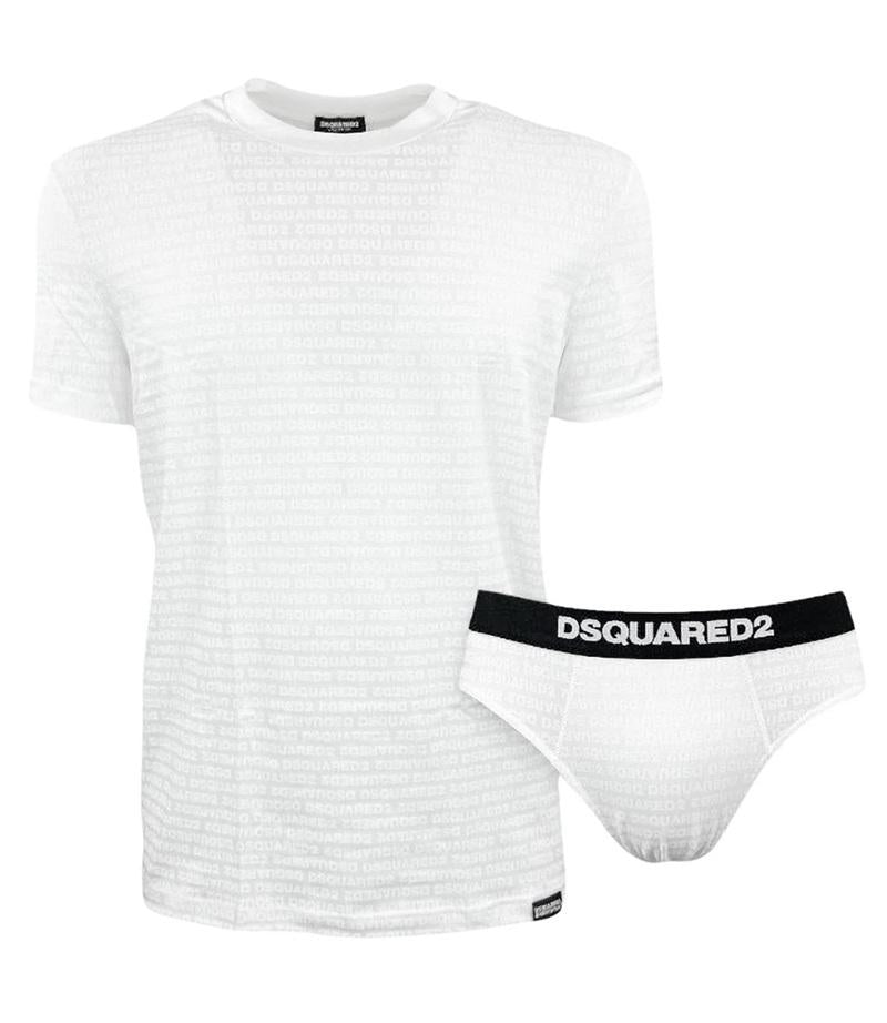 DSQUARED2 UNDERWEAR T-shirt e slip Dsquared2 Underwear D9H135510 100 bianco monogramma D9H135510 100 