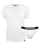T-shirt e slip Dsquared2 Underwear D9H135510 100 bianco monogramma