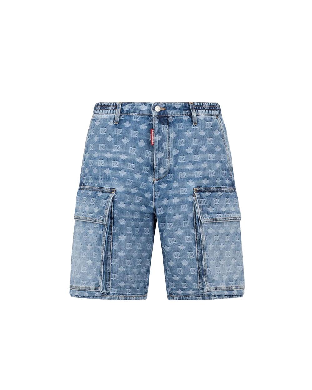 DSQUARED2 Bermuda DSQUARED2 uomo S74MU0980D30023 Blu denim cotone logo monogram all over tasche bottoni S74MU0980D30023 470 