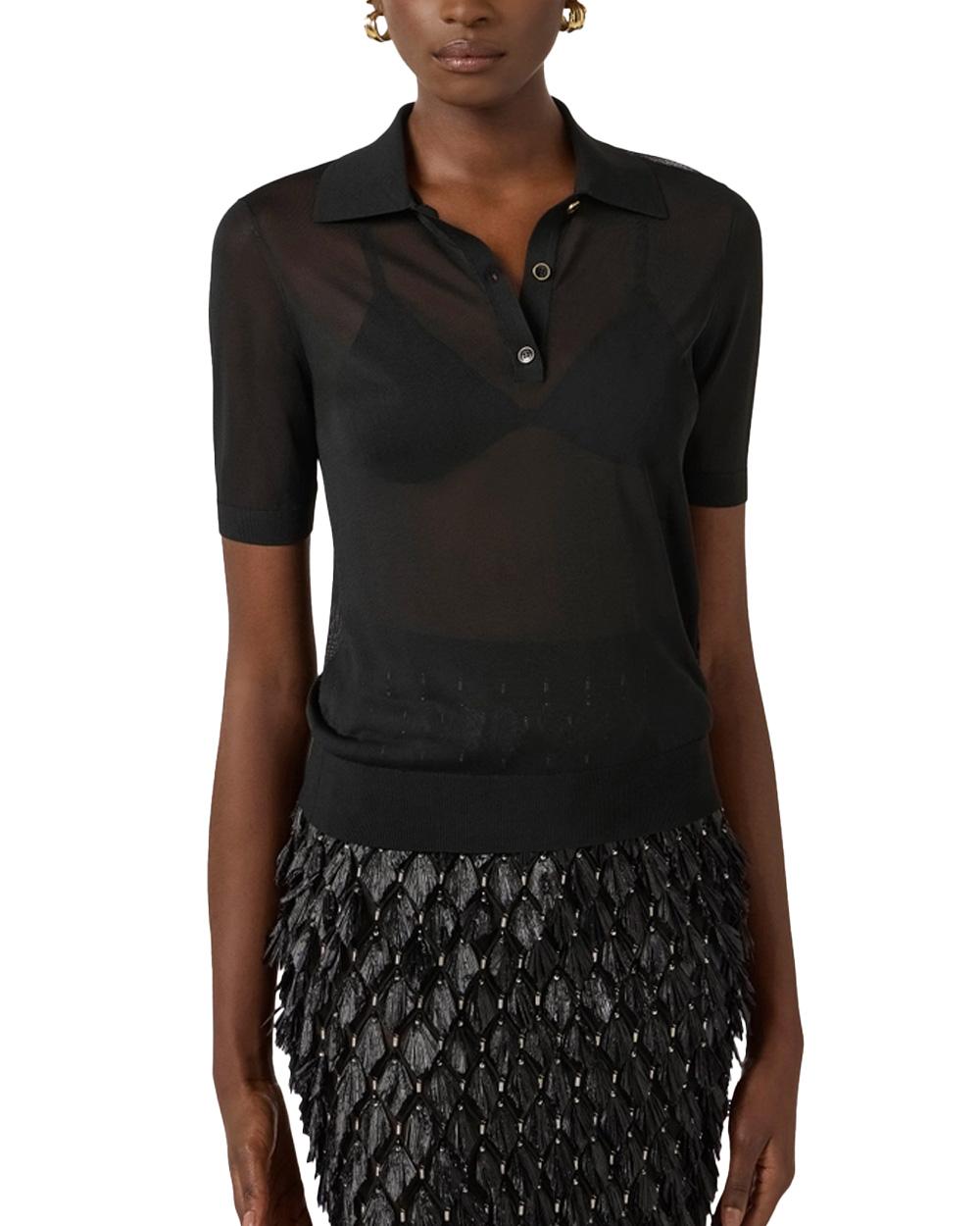 ELISABETTA FRANCHI Maglia ELISABETTA FRANCHI donna MK80B61E2 Nera polo nylon maniche corte clletto reggiseno aderente MK80B61E2 110 