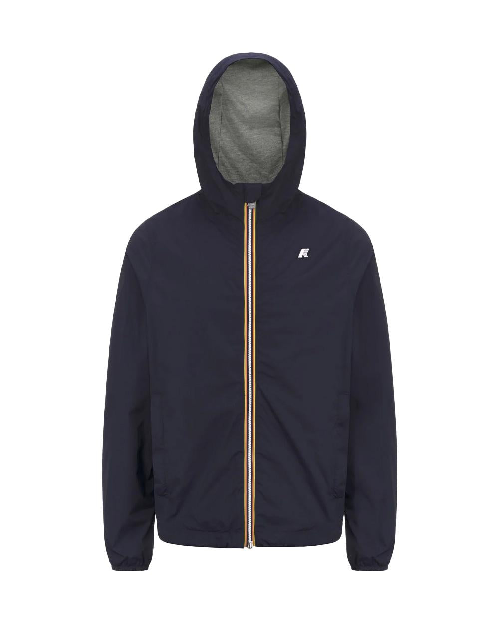 K-WAY Giubbino K-WAY uomo K3123UW JACK STRETCH NYLON JERSEY Blu impermeabile antivento cappuccio zip K3123UW K89 
