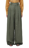 Pantalone Studio donna 2616131092600 037 Materia in tela di lino Verde Kaki