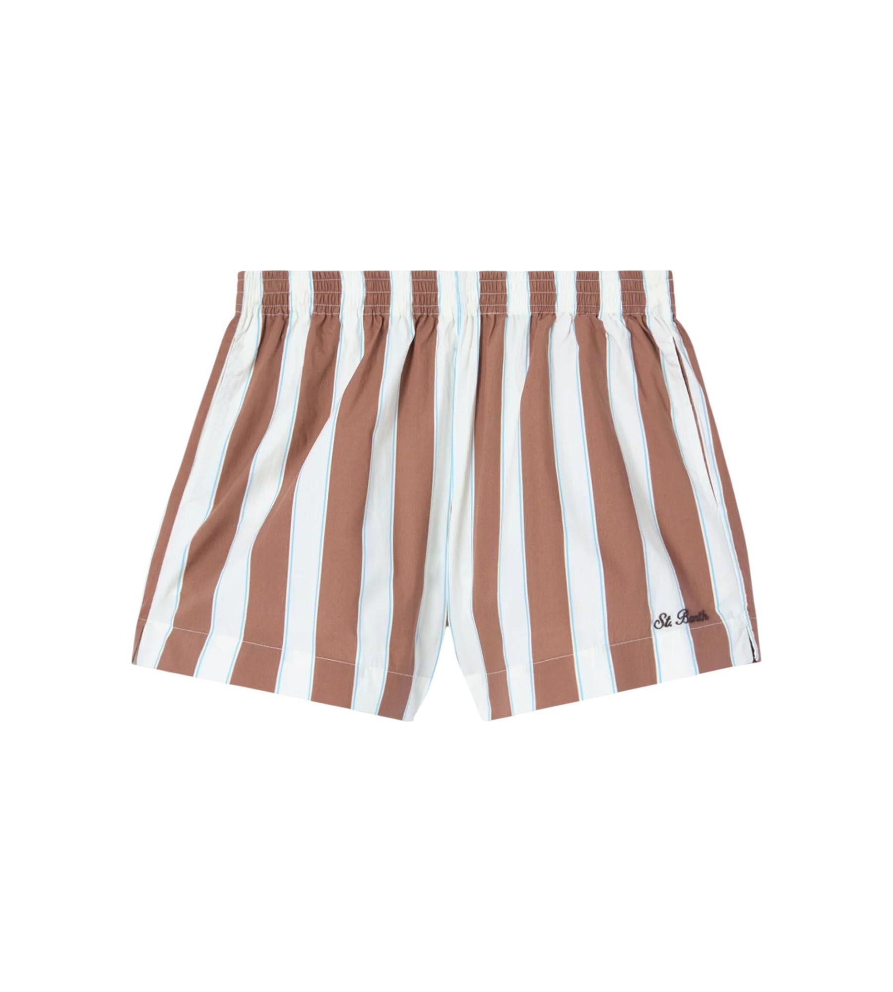 MC2 SAINT BARTH Bermuda MC2 SAINT BARTH donna MEA002 01418L 1931 Meave Cotton Beach a righe Marrone Bianco<BR/> MEA00201418L 1931 
