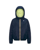 K-WAY child jacket K61314WU P. JAKE PLUS.2 REVERSIBLE Lime Blue waterproof windproof pockets hood