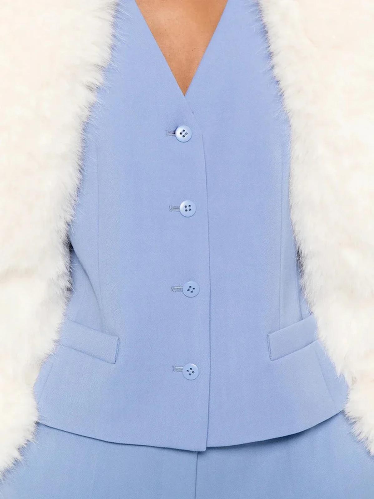 STUDIO Gilet Studio donna 2616151011600 011 Madia in crêpe di lana Azzurro<BR/> 2616151011600 011 