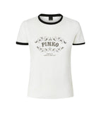 Pinko Women's T-shirt 106902A3C2 ZZ1 Imperia with logo print White Black