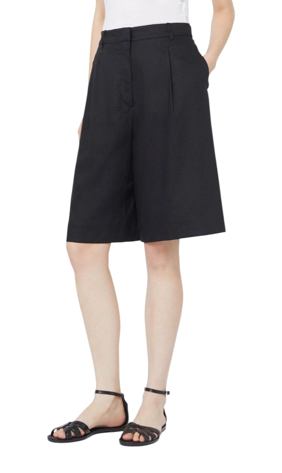 STUDIO Bermuda Studio donna 2616141012600 035 Caravan lungo in tela di lino Nero<BR/> 2616141012600 035 