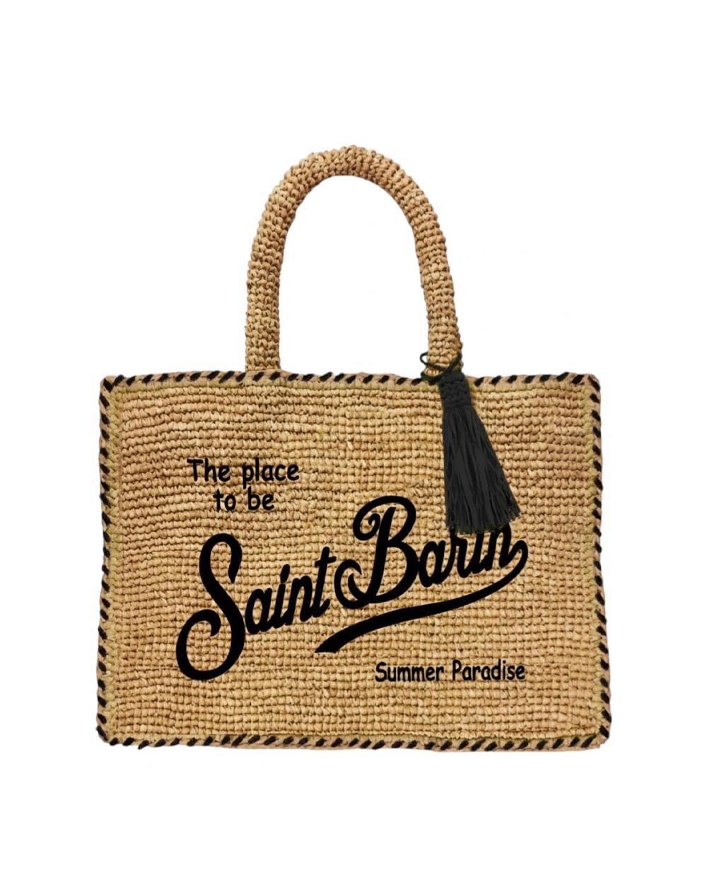 MC2 SAINT BARTH Borsa MC2 SAINT BARTH donna Vanity Raffia VANI01309045L Beige finiture nere logo nappa VANI01309045L 1100 