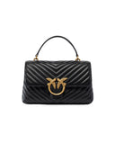 PINKO Women's LOVE LADY PUFF CLASSIC CL 100043A0GK Black gold quilted nappa leather shoulder bag with buckle