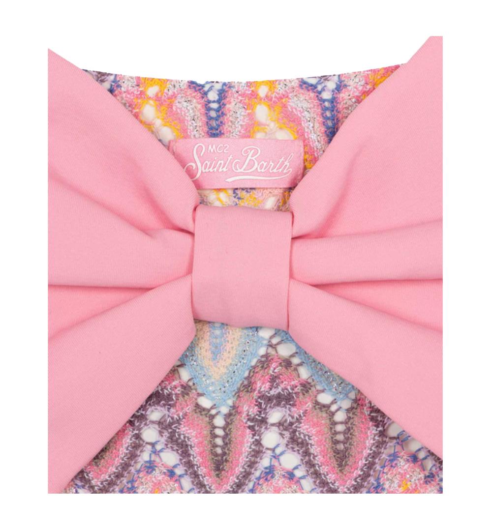 MC2 SAINT BARTH Costume bambina Madame MC2 Saint Barth 00185H Rosa slip multicolore pastello fiocco tessuto raschel MADANE00185H 01 