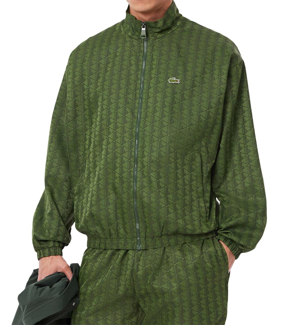LACOSTE Giacca Lacoste uomo BH8902132 Verde Monogramm con zip BH8902 132 