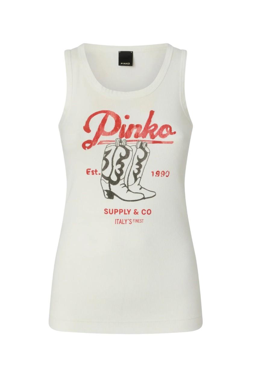 PINKO Top Pinko donna 106901A3BX Z05 Budrio con stampa vintage Bianco<BR/> 106901A3BX Z05 