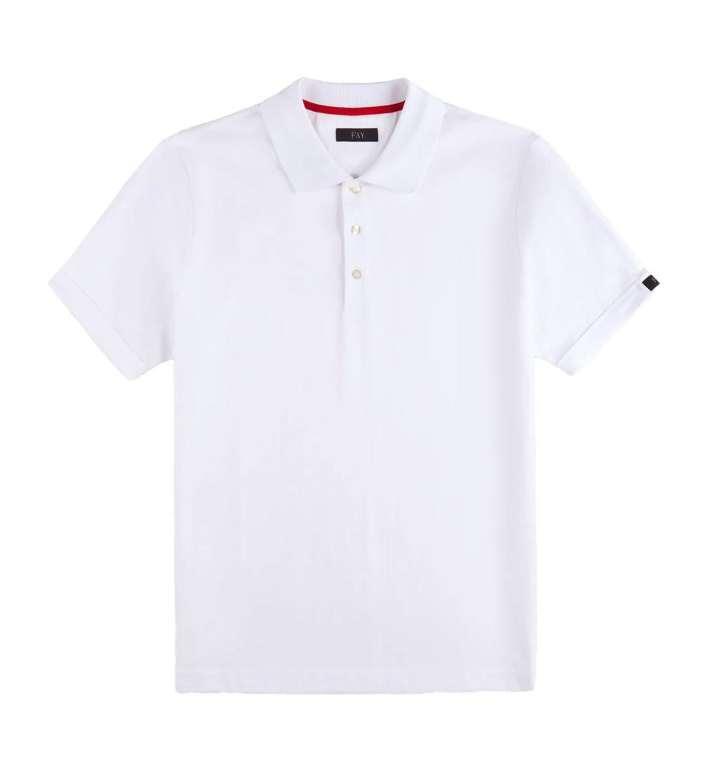FAY Polo Fay uomo NPMB2501340UCXB bianca jersey melange<BR/> NPMB2501340UCXB 001 
