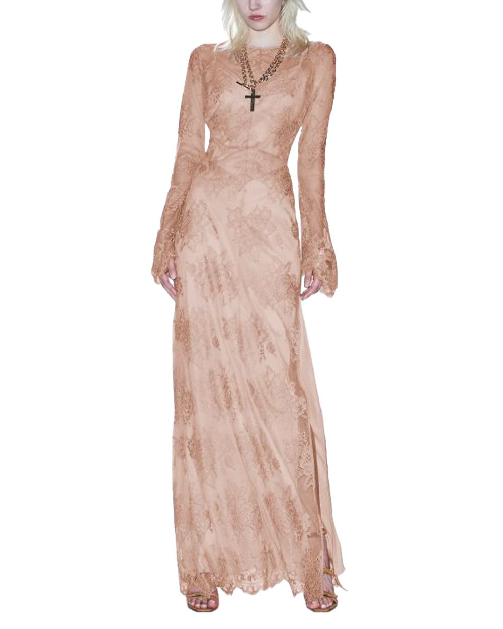 ANIYE  BY Abito ANIYE BY NOA donna 185269 Cipria pizzo ricami floreali spacco laterale 185269 02486 
