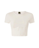 Pinko Women's Top 106489A36I White bustier short sleeve top