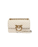 PINKO women's bag LOVE ONE MINI DC 100074A0GK White quilted nappa leather gold shoulder strap buckle