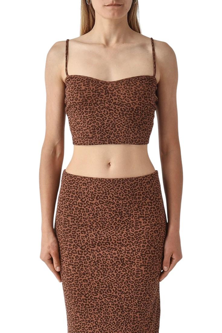 MC2 SAINT BARTH Top MC2 SAINT BARTH donna DEBO001 08698L 18 Deborah Rib Pastel in cotone stretch animalier Marrone<BR/> DEBO00108698L 18 