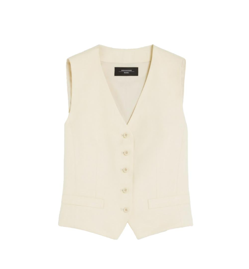 WEEKEND Gilet Weekend donna Pace 2515151012600 Beige viscosa lino fibbia filetto taschini bottoni 2515151012600 004 
