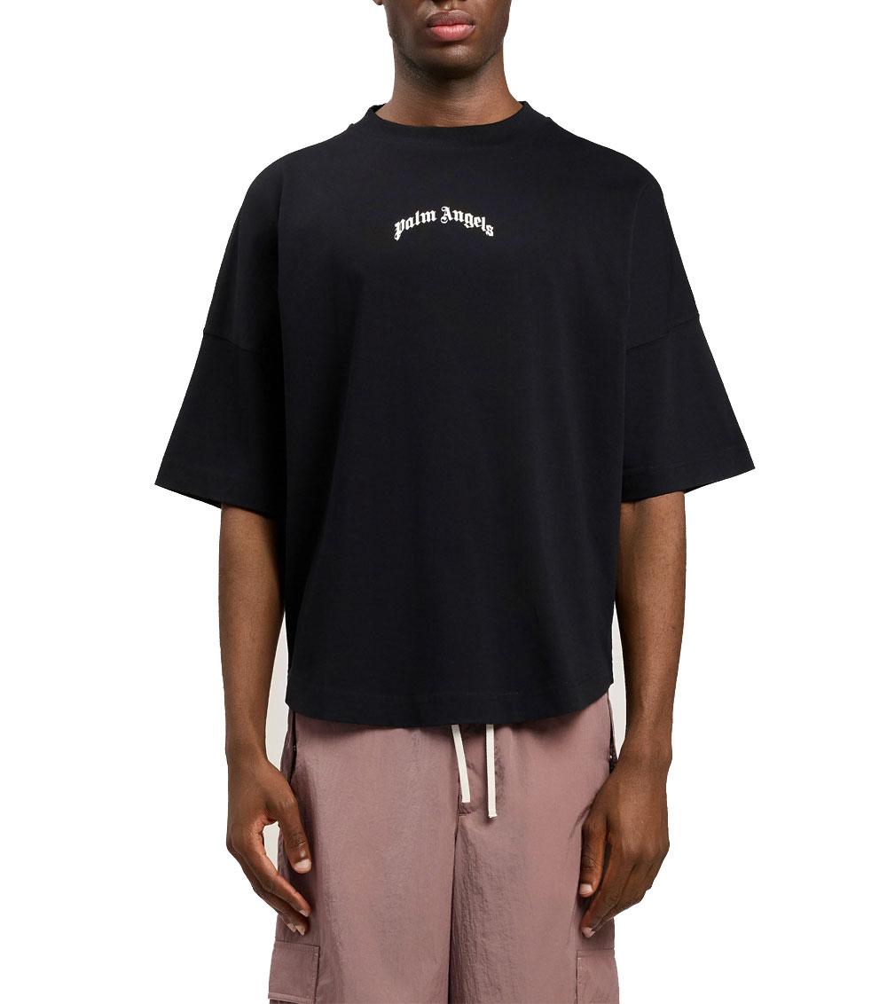 PALM ANGELS T-shirt Palm Angels uomo PMAA10BS26JER007 nera logo classico sopra<BR/><BR/> PMAA10BS26JER007 103 