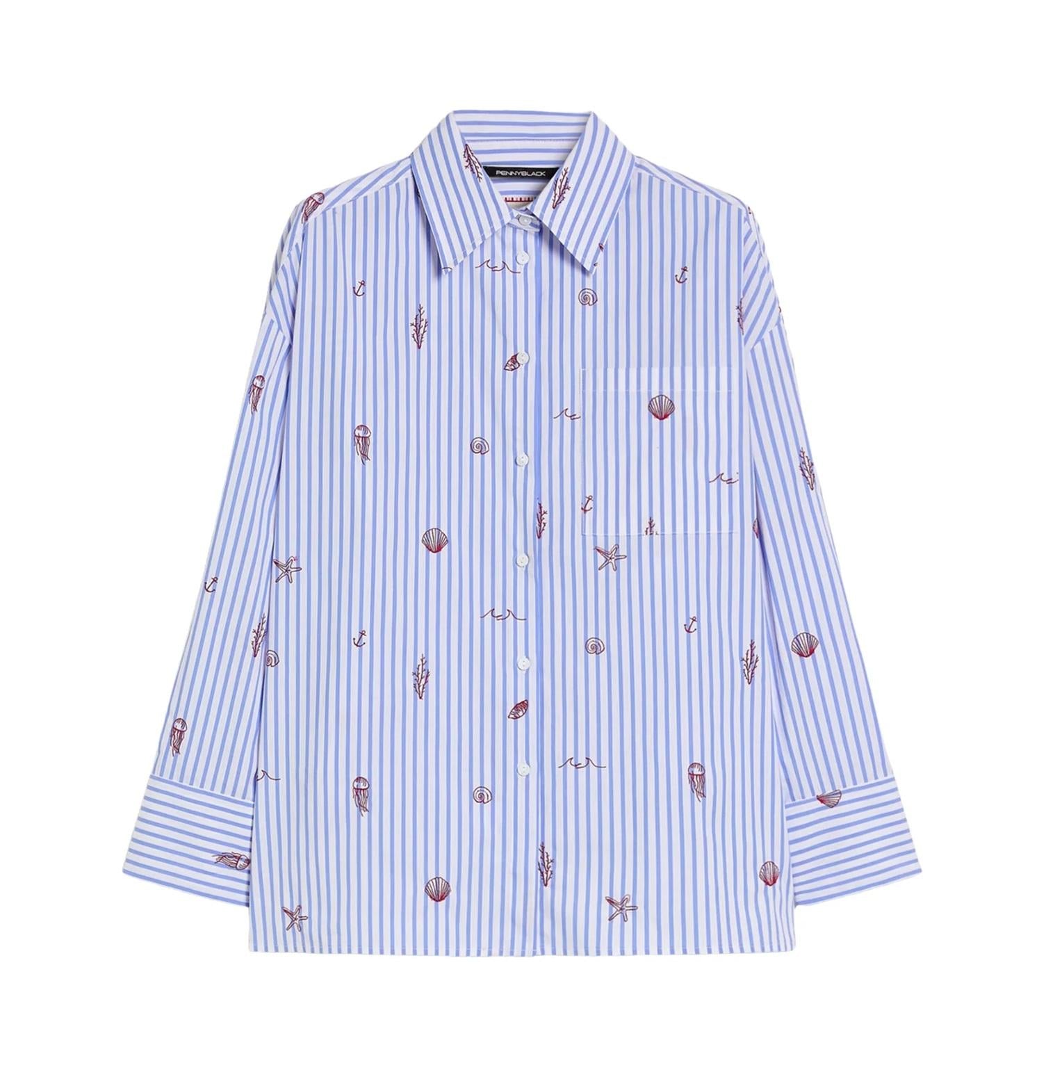 PENNYBLACK Camicia Pennyblack donna 2611111313200 011 Ricetta fantasia marina Celeste<BR/> 2611111313200 011 