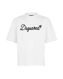 T-shirt DSQUARED2 uomo Loose Fit S74GD1524D20106 Bianca cotone loose fit girocollo logo