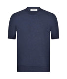 Men's Gran Sasso T-shirt 5713620651 598 Fresh Cotton Two-Tone Honeycomb Knit Blue