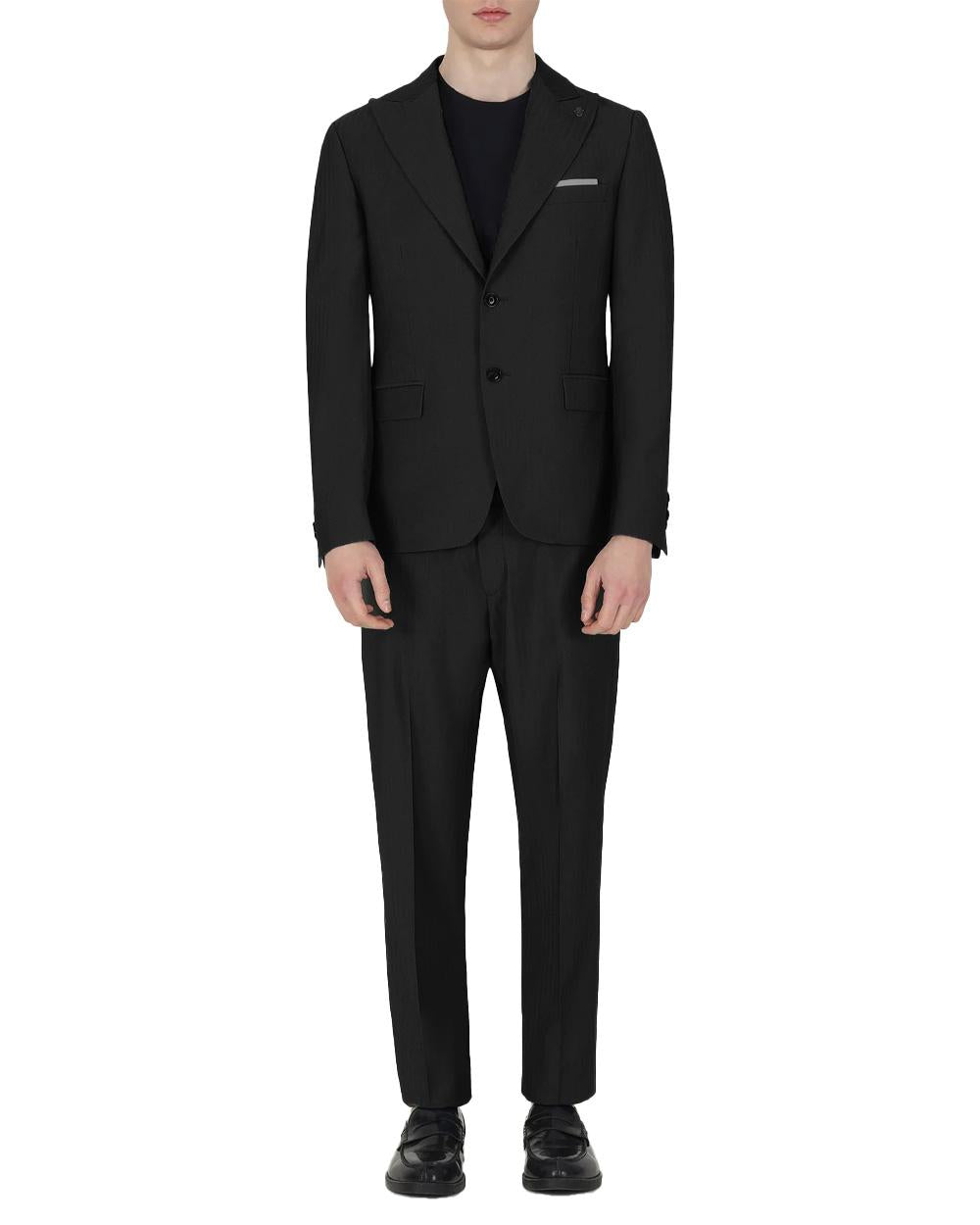 DANIELE ALESSANDRINI Abito Daniele Alessandrini uomo A003 Nero giacca pantalone tessuto solaro tinta unita<BR/> A003 101 