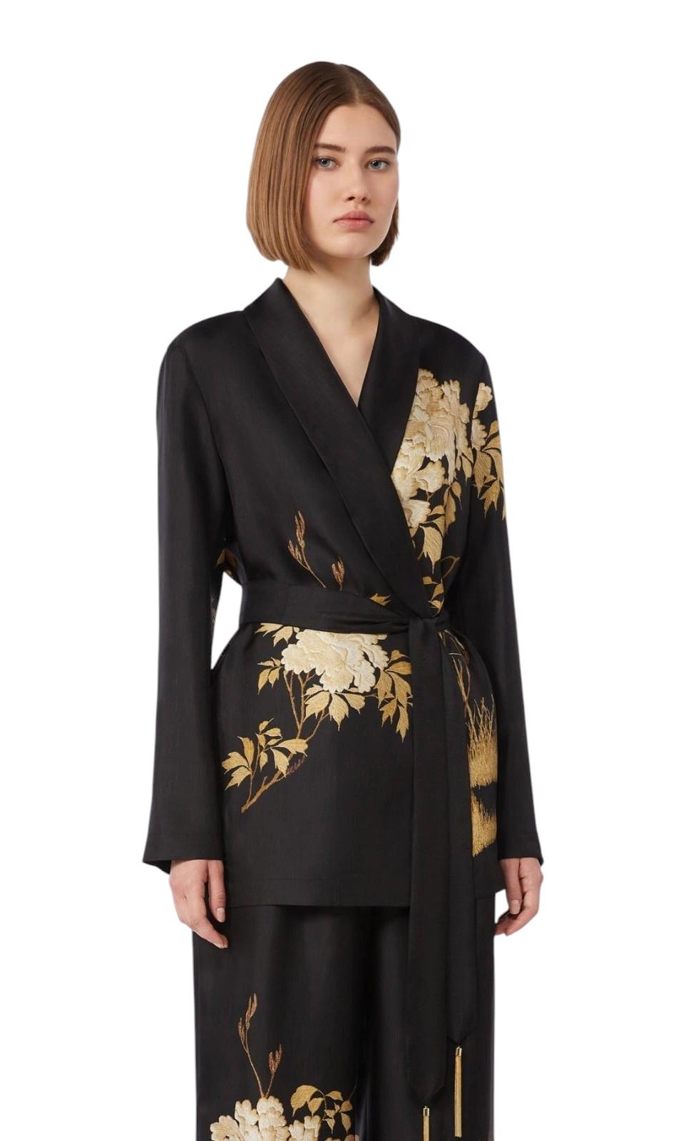 STUDIO Blusa Studio donna 26161910246600 003 Tunica in seta stampata Nero<BR/> 26161910246600 003 
