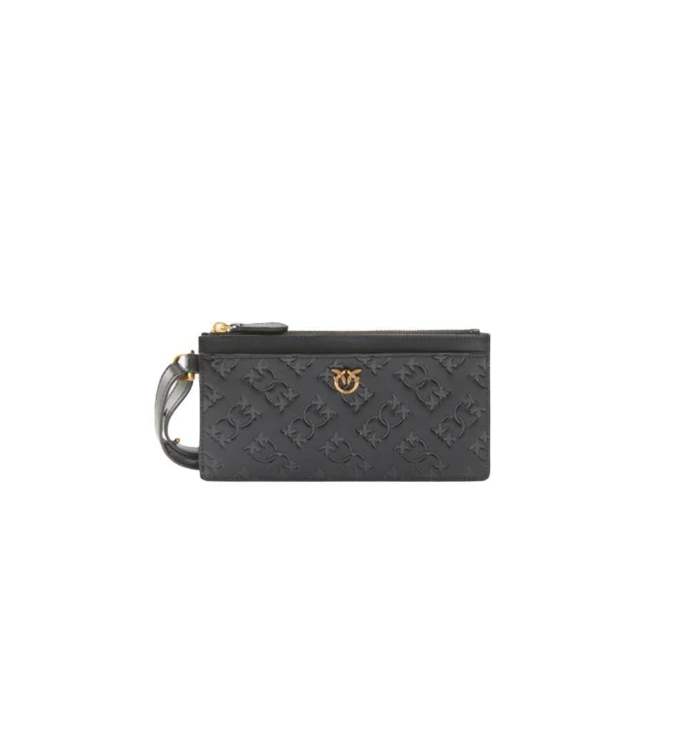 PINKO Portacarte Pinko donna Long Card Holder 103611 A1YB Nero pelle rettangolare mini logo trapuntato 103611 A1YB Z99Q 