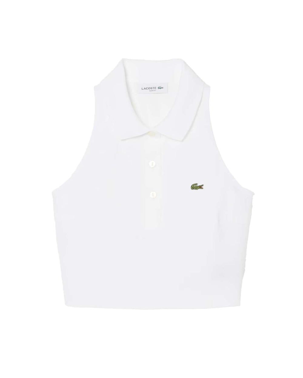 LACOSTE Polo LACOSTE donna PF3123 Bianco piquè slim taglio cropped cotone PF3123 001 