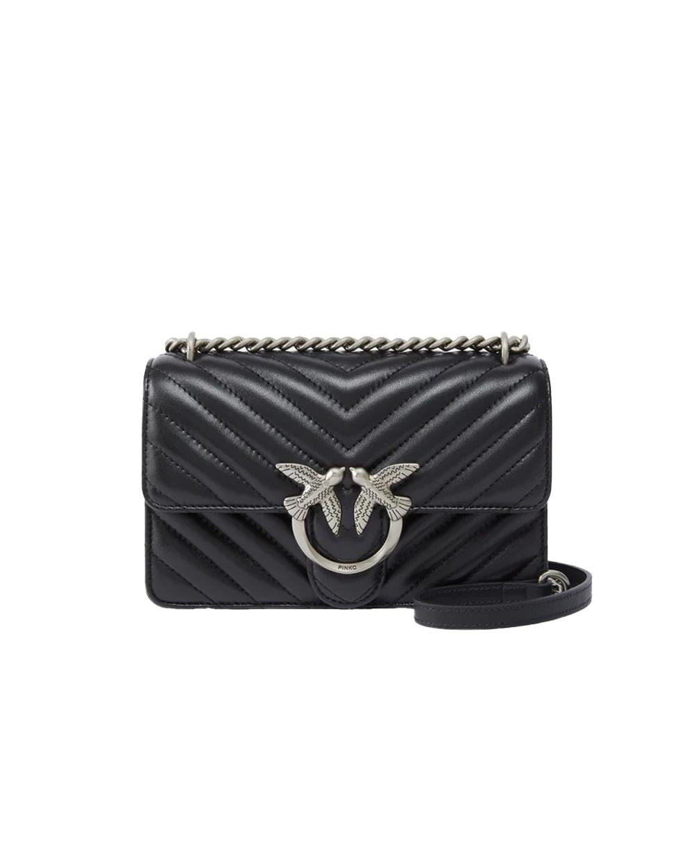 PINKO Borsa PINKO donna LOVE ONE MINI DC 100074A0GK Nera nappa trapuntata tracolla argento 100074A0GK Z99O 