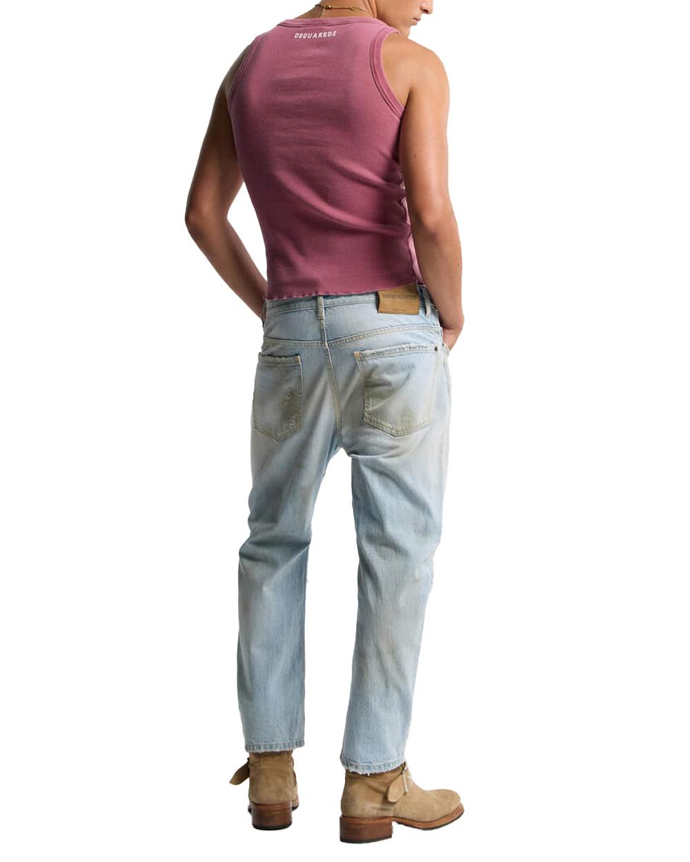 DSQUARED2 Jeans DSQUARED2 uomo Bro lavaggio chiaro L.A S74LB1876D30011 Denim cotone stretch bottoni cinque tasche vintage S74LB1876D30011 470 