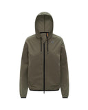 K-WAY women's sweatshirt K5138FW JOURNEER TRAVEL Green hood drawstring zip pockets logo