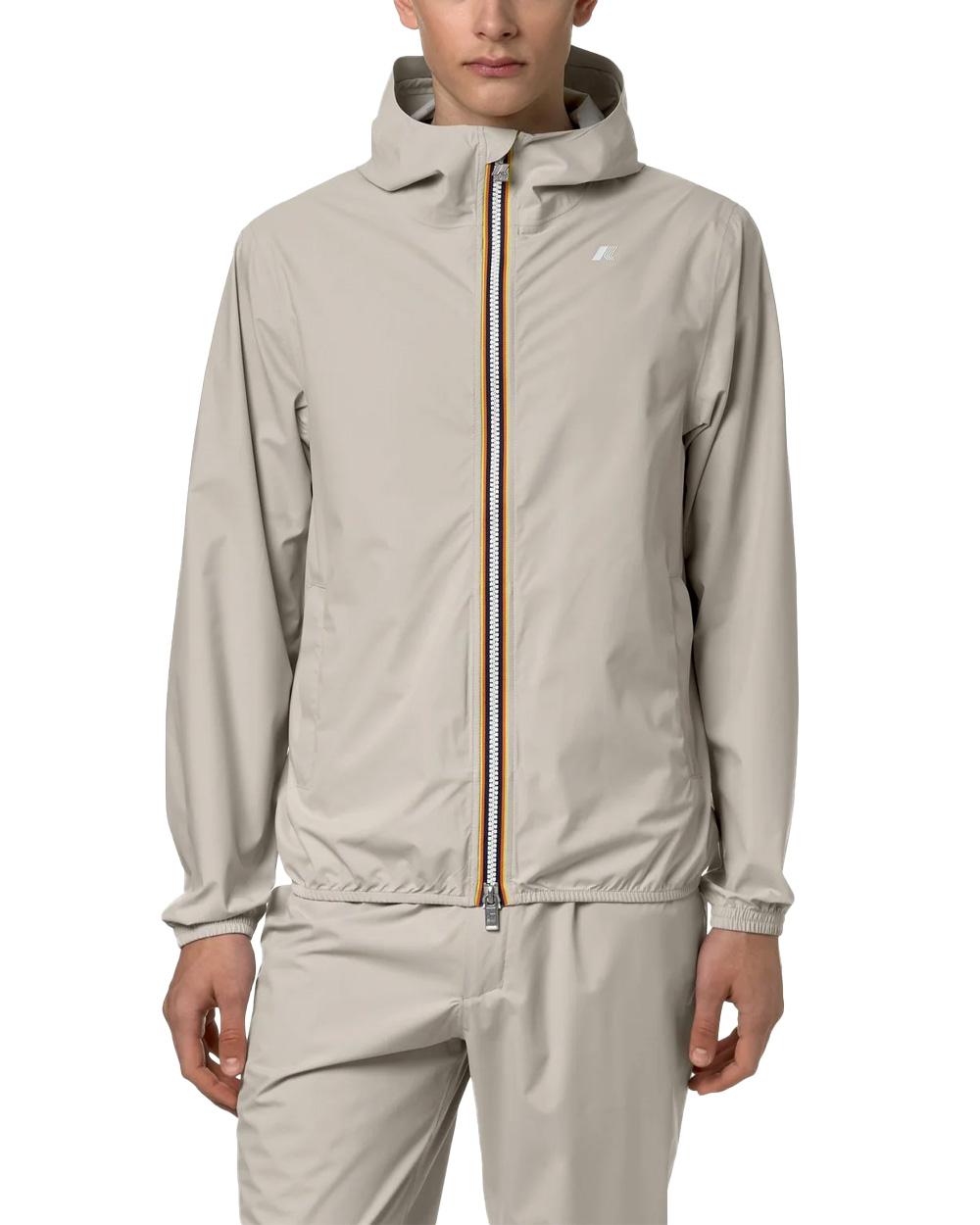 K-WAY Giubbino K-WAY uomo K5127QW JACK STRETCH DOT Beige cappuccio zip tasche slim K5127QW 634 